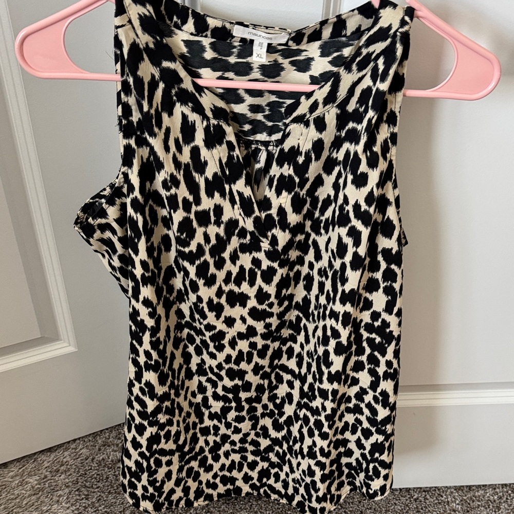 Maurices Black and Cream Animal Print Tank Top